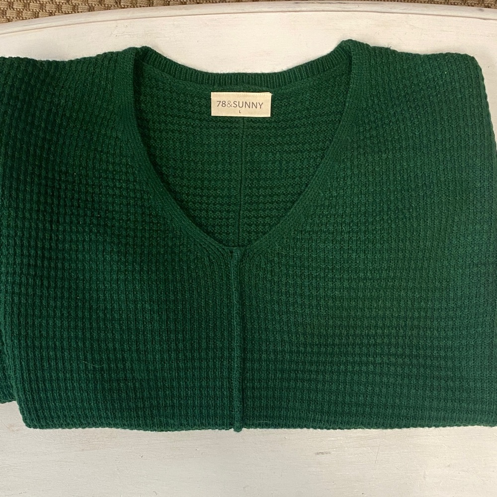 Lotus V Neck Sweater in Turf Green - Picture 3 of 6